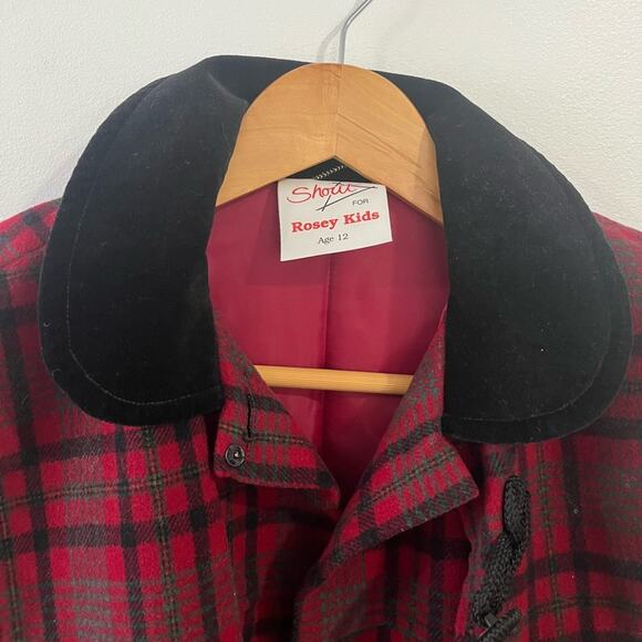 Girls Wool Quilted Long Plaid Jacket 12 Preppy - Picture 2 of 7